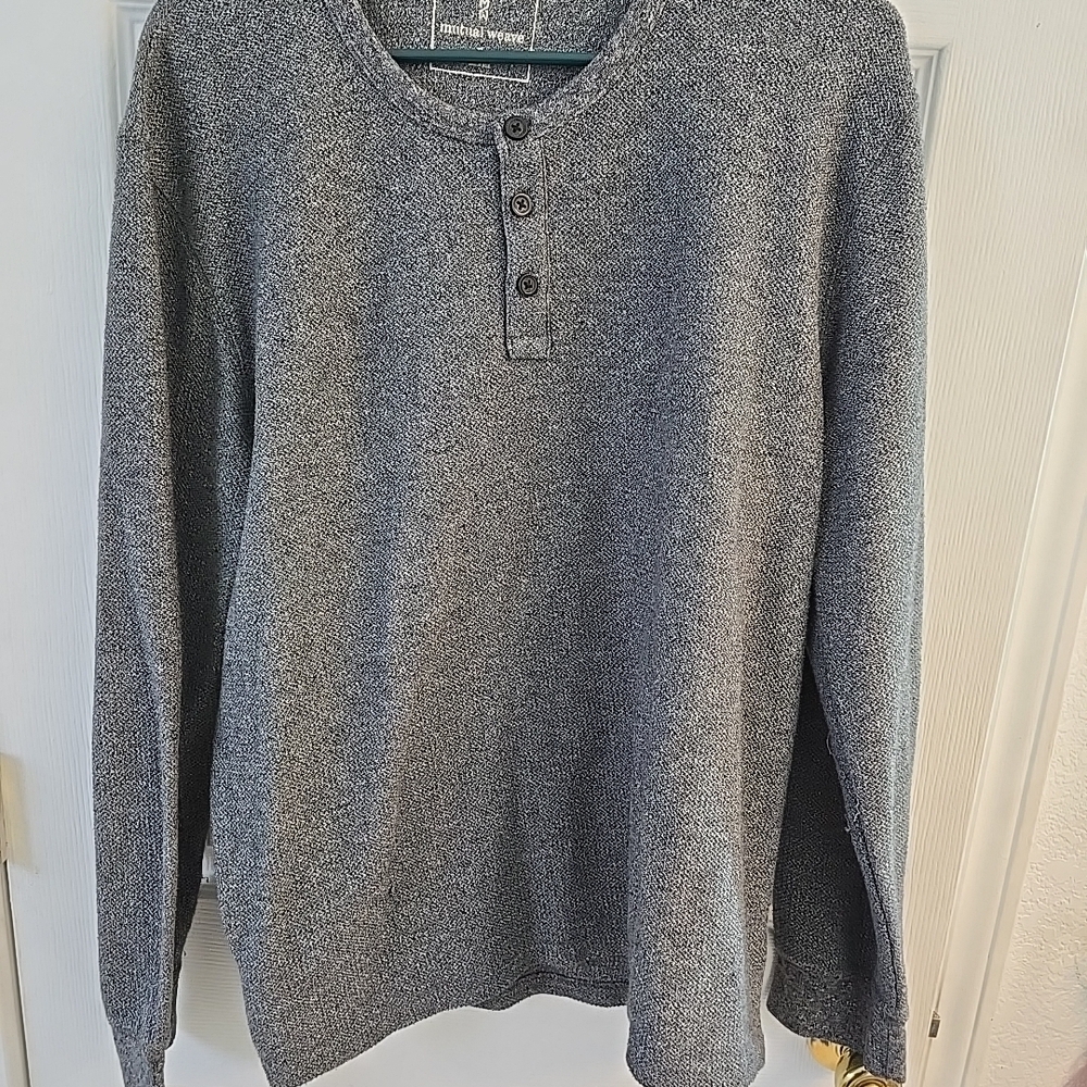 Men's Stylish Gray Henley Sweater